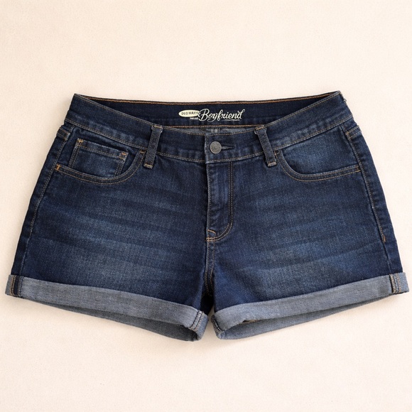 Old Navy Pants - Old Navy Boyfriend Denim Shorts Size 6 Dark Wash Cuffed Summer